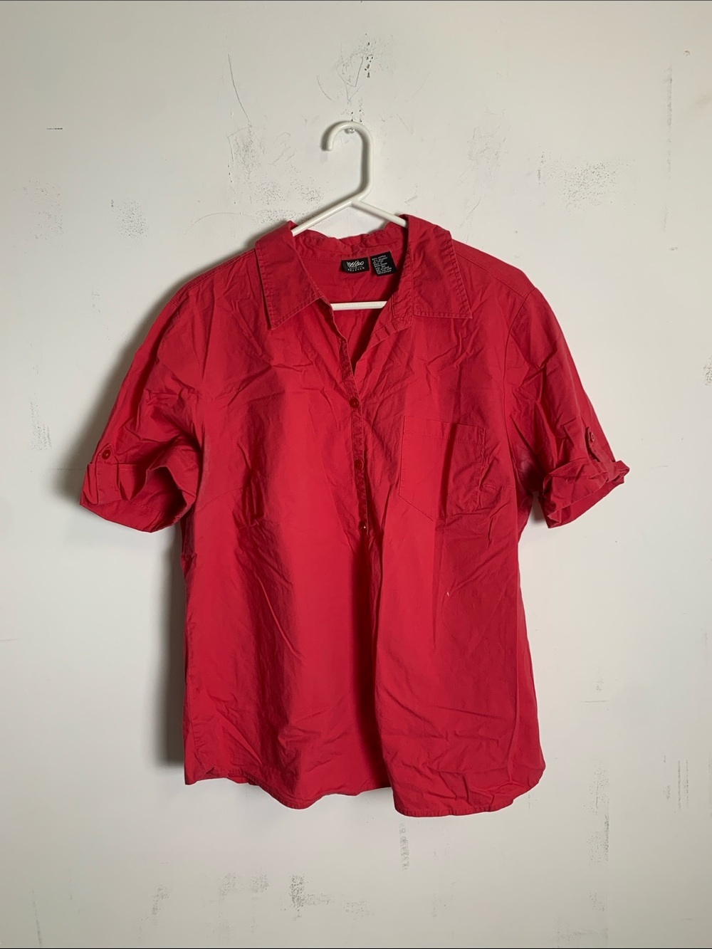 Mossino Ladies Red Short-Sleeve Button-Down Shirt